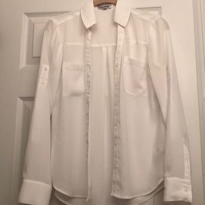 White long sleeve button down blouse